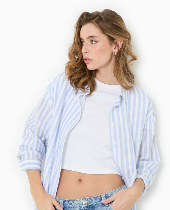 Chemise oversize avec lin motif rayures bleu - Pimkie