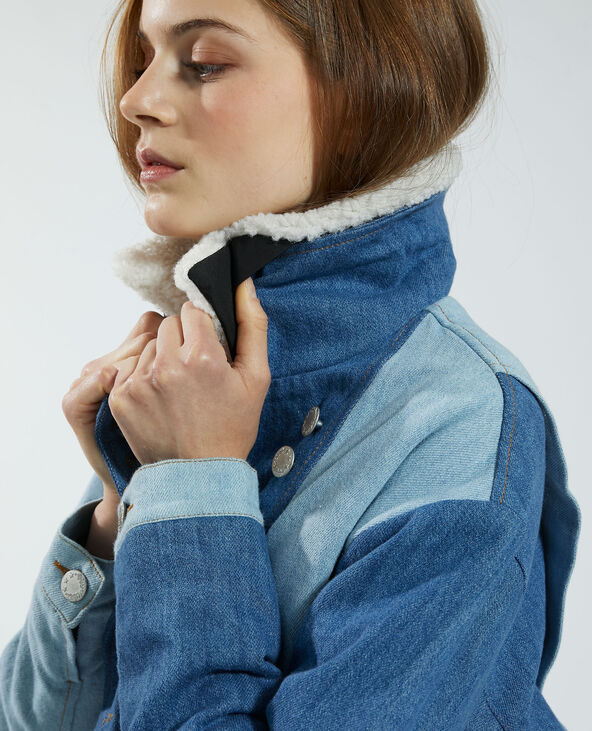 Veste tricolore en jean matelass e