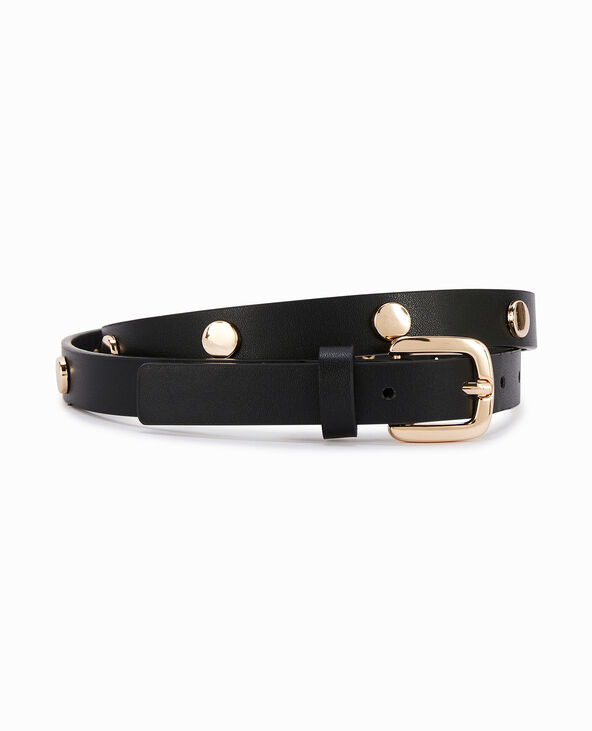 Ceinture fine avec clous dorés noir - Pimkie