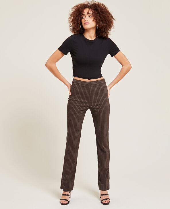 Pantalon slim droit avec fentes marron - Pimkie