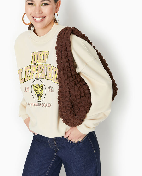 Sac forme lune en tissu reliéfé marron - Pimkie