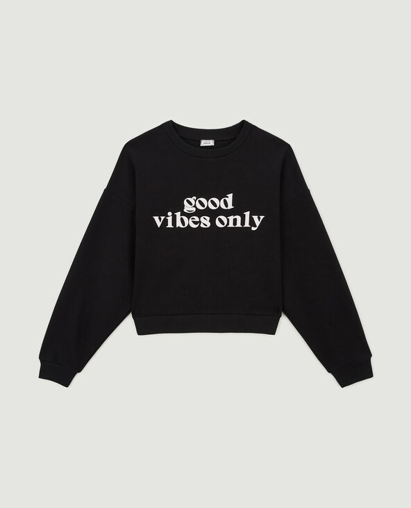 Sweat avec flocage noir - Pimkie