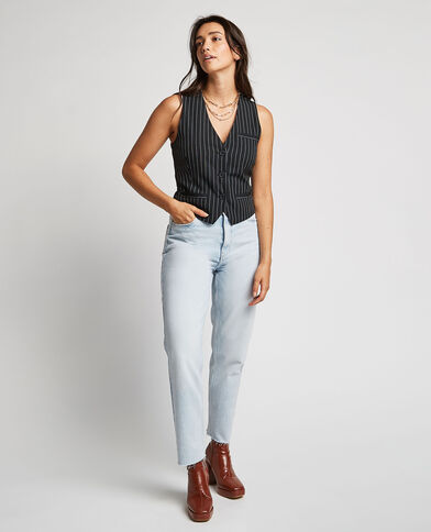 Jean straight taille haute bleu délavé - Pimkie