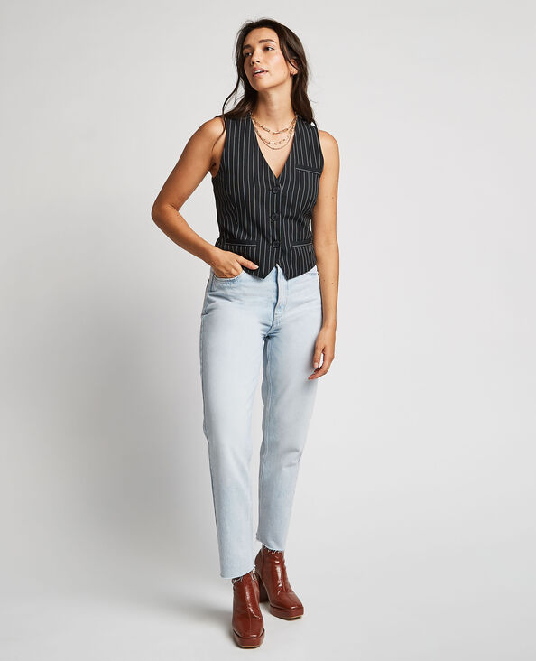 Jean straight taille haute bleu délavé - Pimkie