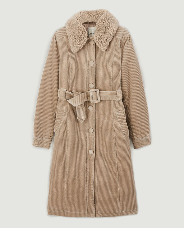 Manteau long velours gris clair - Pimkie