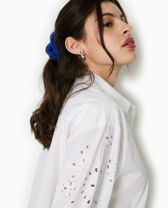 Chemise avec manches broderie anglaise blanc - Pimkie
