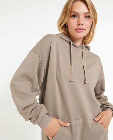 Sweat capuche oversize effet lavé taupe - Pimkie
