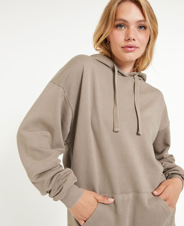 Sweat capuche oversize effet lavé taupe - Pimkie