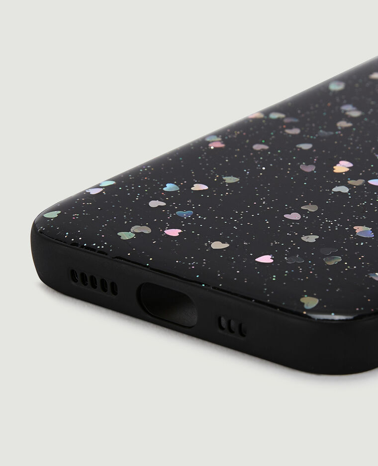 Coque iPhone "cœurs" noir - Pimkie