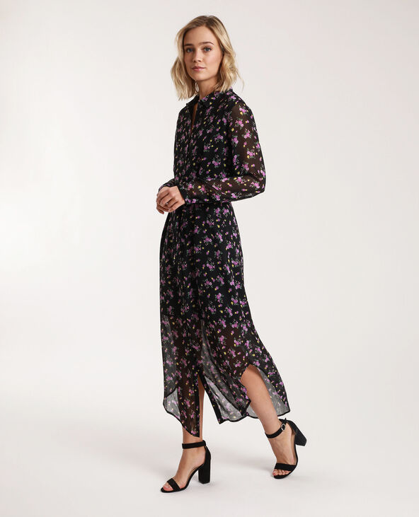 Robe fond noir avec fleurs cheap