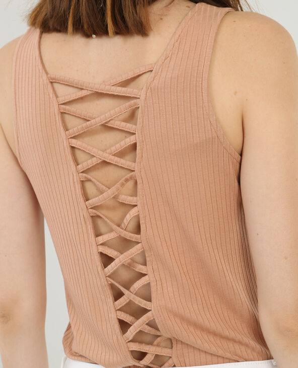 Cropped top côtelé vieux rose - Pimkie