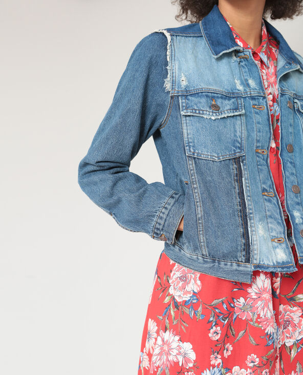Veste en jean destroy bleu - Pimkie