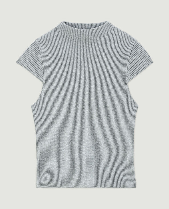 Top en maille manches courtes gris foncé - Pimkie