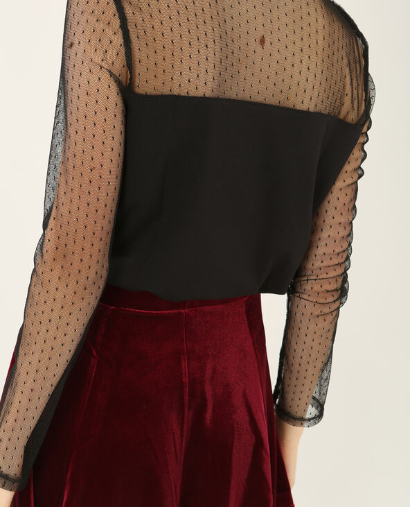 T-shirt en tulle noir - Pimkie