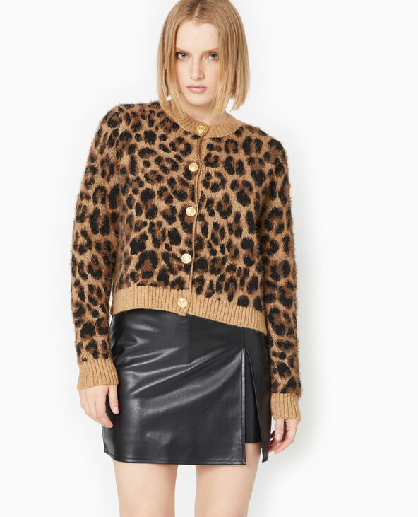 Gilet motif léopard avec boutons dorés camel - Pimkie