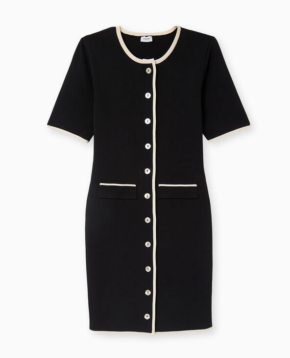 Robe courte boutonnée en maille noir - Pimkie