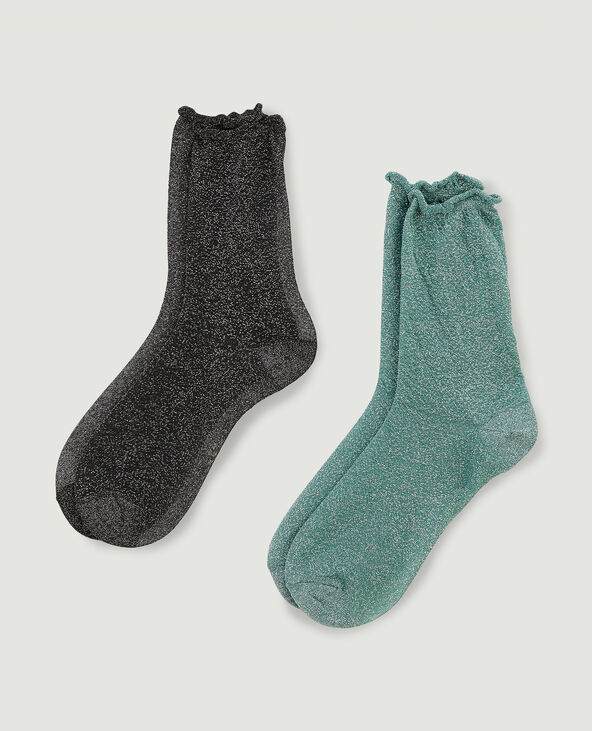 Lot de 2 paires de chaussettes fines vert - Pimkie