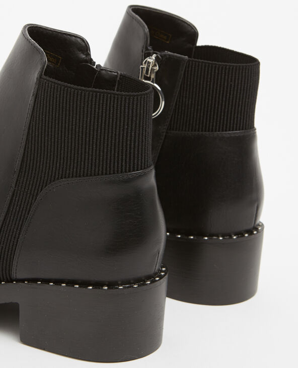 Bottines en simili cuir noir - Pimkie