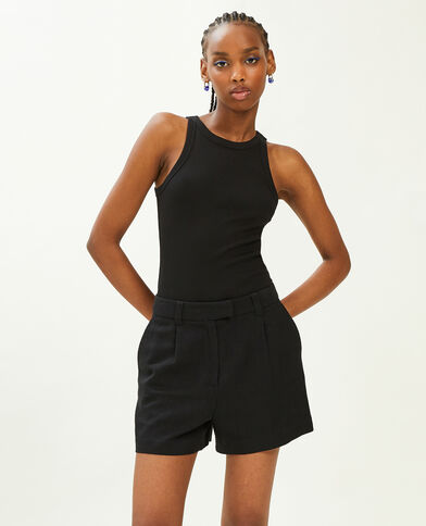 Short taille haute avec lin noir - Pimkie