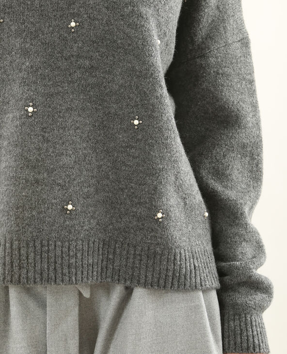 Pull à perles gris chiné - Pimkie