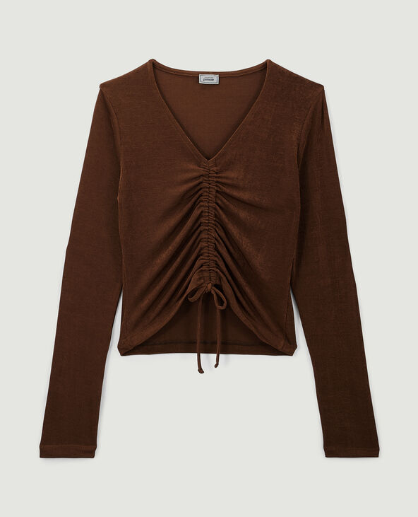Top manches longues avec liens coulissants marron - Pimkie