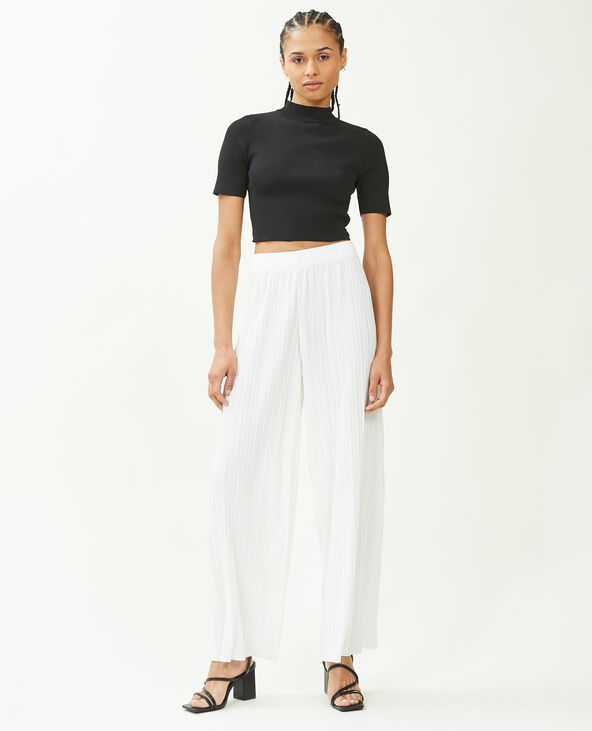 Pantalon large maille plissée blanc - Pimkie
