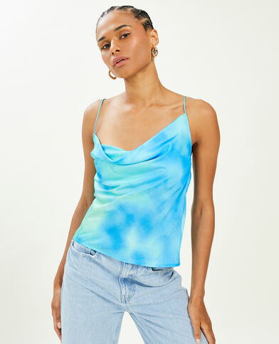 Top asymétrique col bénitier bleu - Pimkie