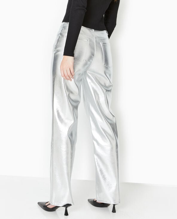 Pantalon en simili cuir argenté argenté - Pimkie