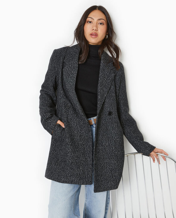 Manteau mi-long avec laine gris foncé - Pimkie