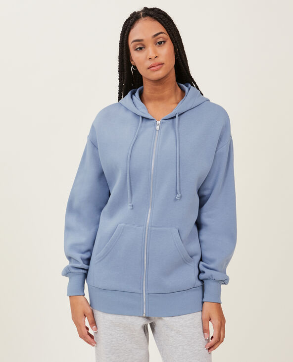 Sweat zippé oversize avec capuche bleu - Pimkie