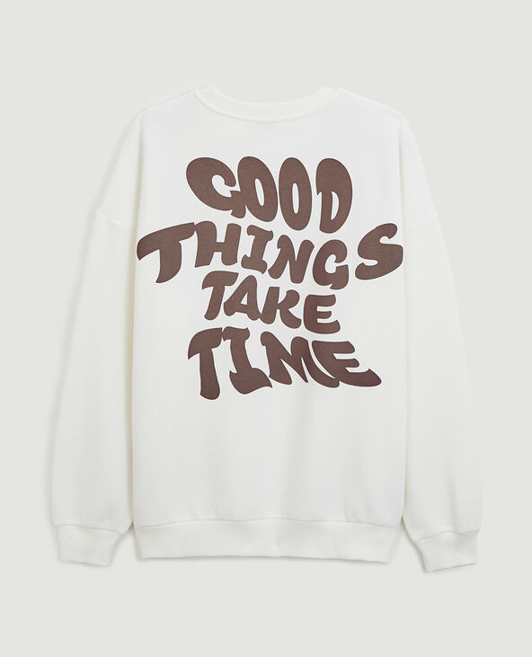 Sweat oversize col rond blanc - Pimkie