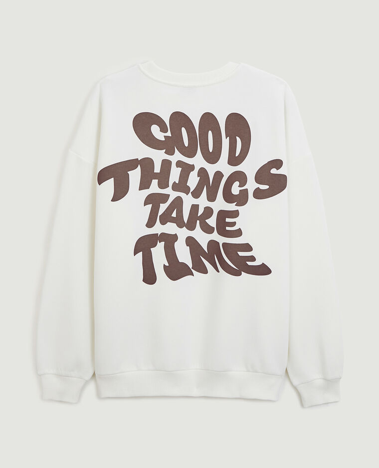 Sweat oversize col rond blanc - Pimkie