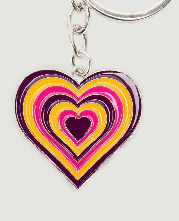 Porte-clés motif coeur tricolore orange - Pimkie