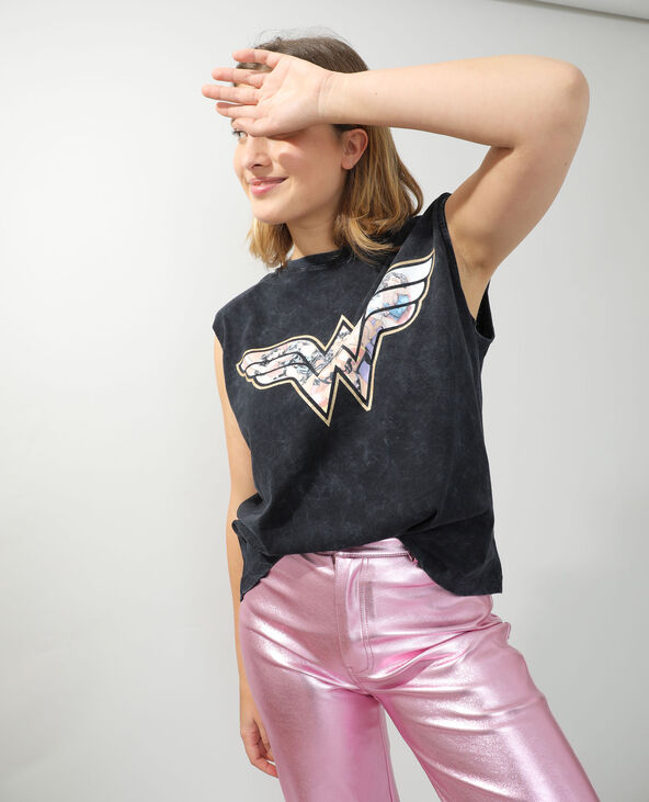 T-shirt à épaulettes Wonder Woman gris foncé - Pimkie