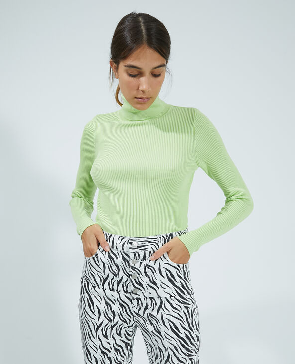 Pull fin col roulé jaune fluo - Pimkie