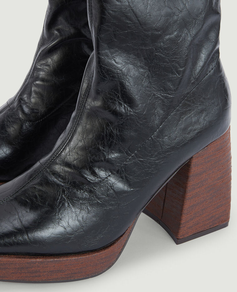 Boots plateforme talons effet bois noir - Pimkie
