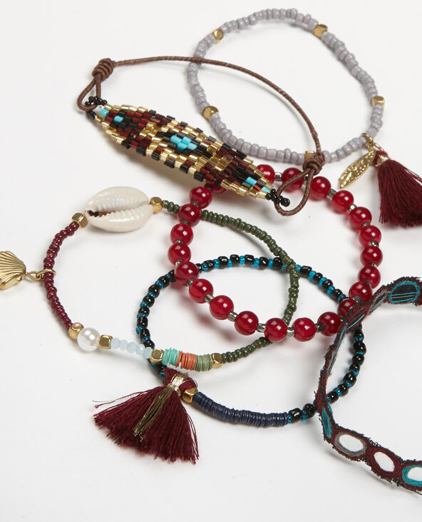 Lot de 6 bracelets bordeaux - Pimkie