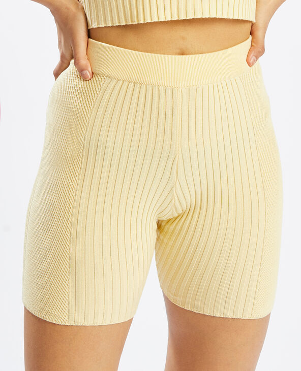 Cycliste en maille fantaisie jaune - Pimkie