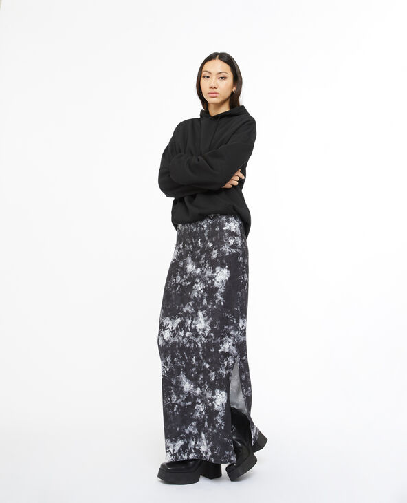 Jupe longue droite motif marbre noir - Pimkie