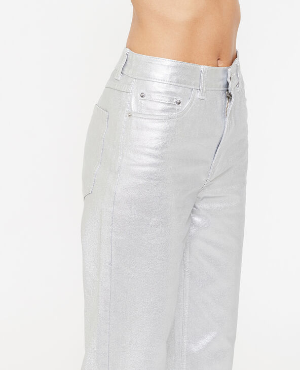 Jean droit argenté taille haute argenté - Pimkie