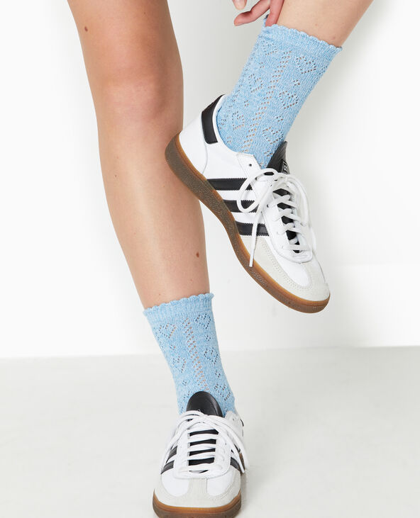 Paire de chaussettes en maille ajourée avec lurex bleu - Pimkie