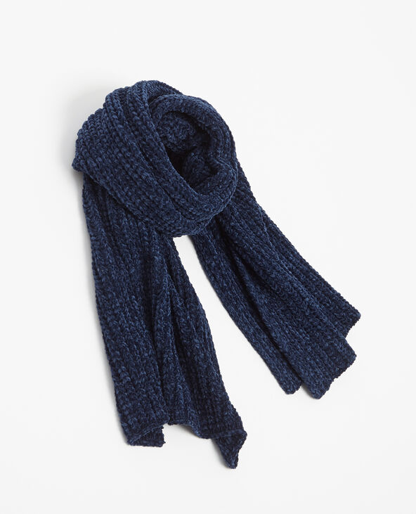Echarpe maille chenille bleu - Pimkie