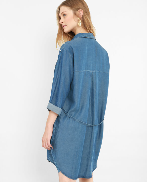 Robe chemise à perles bleu foncé - Pimkie