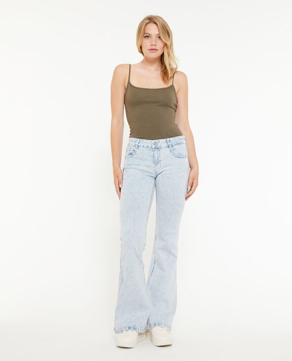 Jean flare avec papillons en strass bleu clair - Pimkie