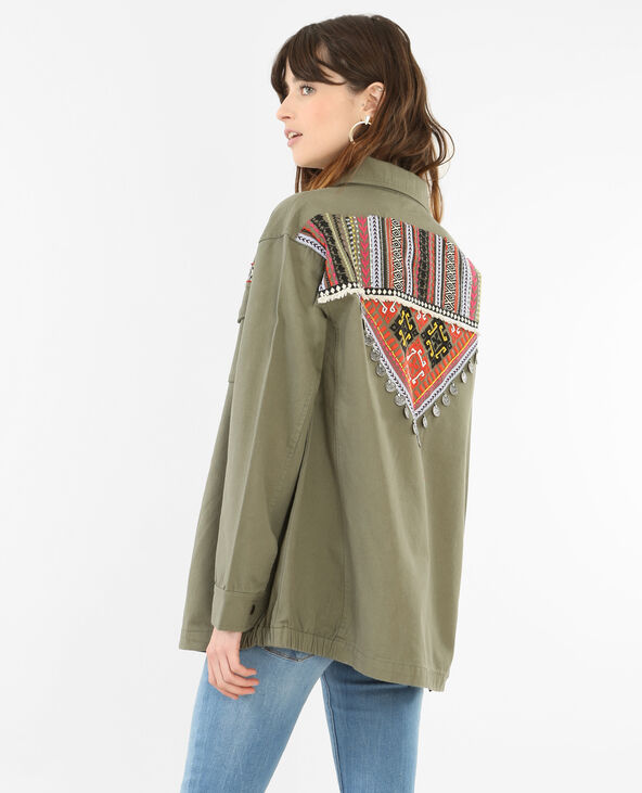 Veste longue ethnique vert kaki - Pimkie