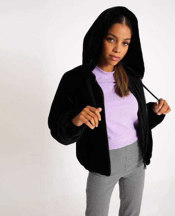 Veste en fausse fourrure noir - Pimkie