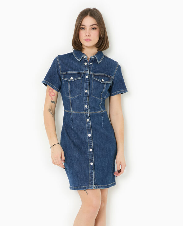 Robe courte et moulante en jean bleu - Pimkie