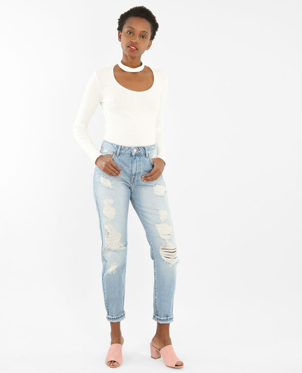 T-shirt col choker blanc - Pimkie