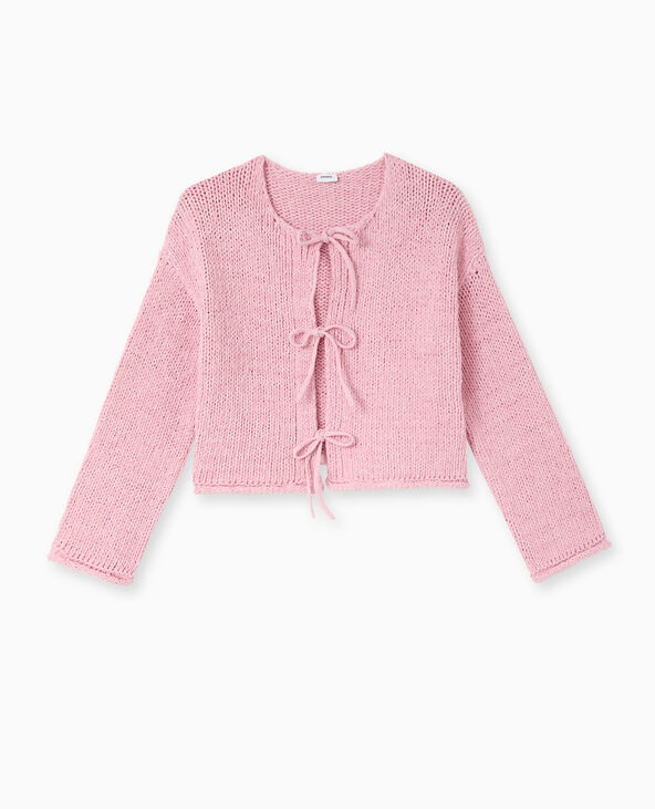 Gilet court avec nouettes devant rose - Pimkie