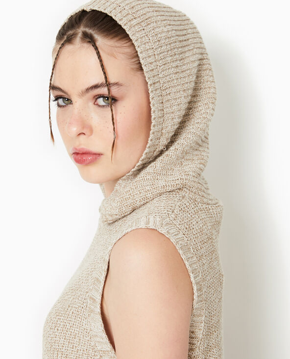 Pull sans manches avec capuche beige - Pimkie